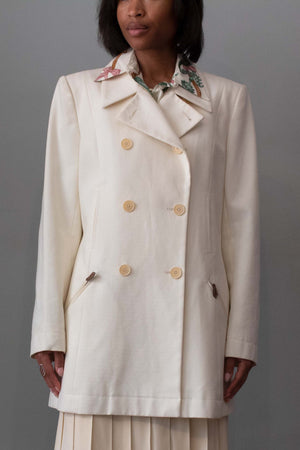 Hermes Ivory Cotton Trench Coat