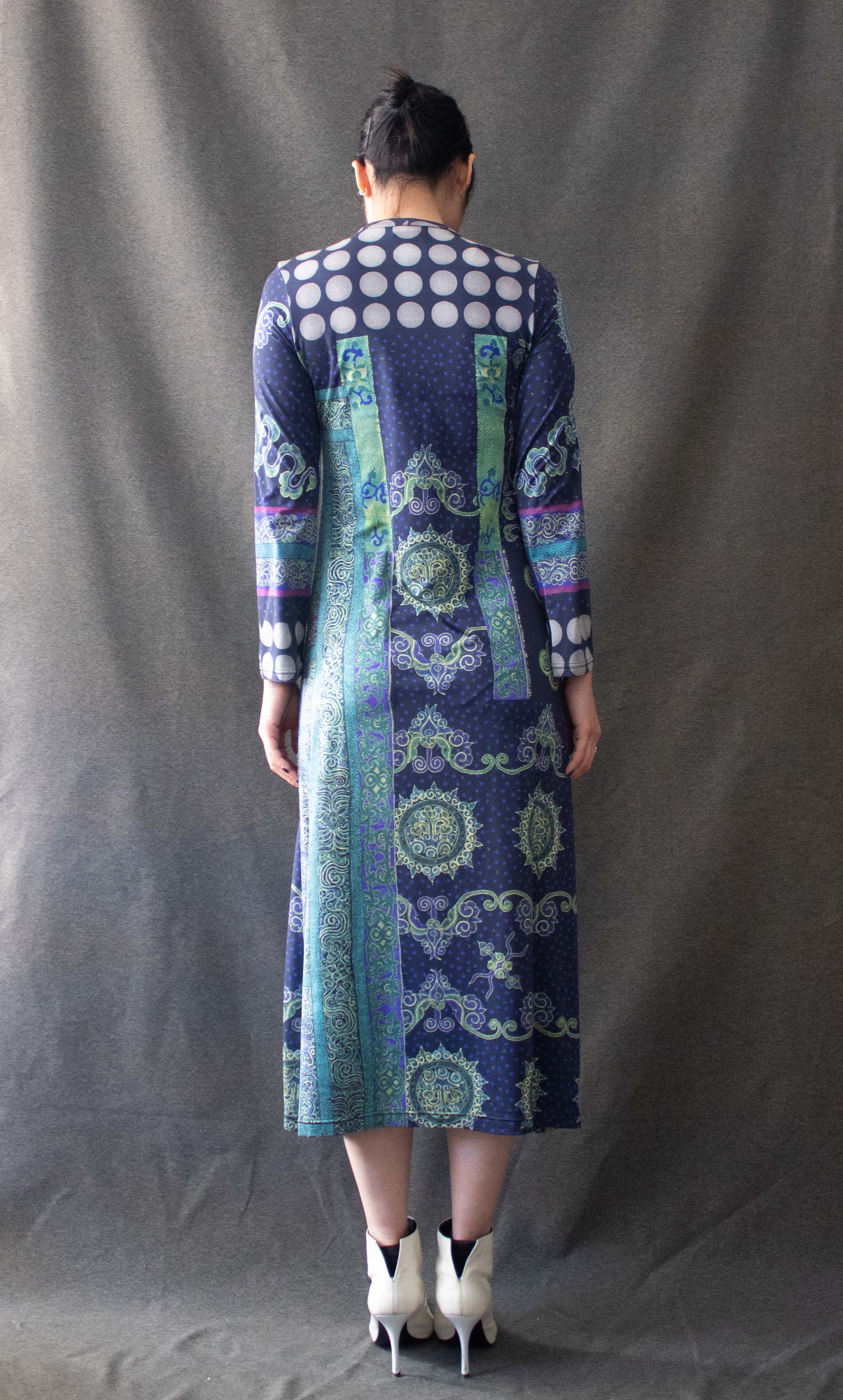 Issey Miyake Blue Nylon Blend Printed Dress