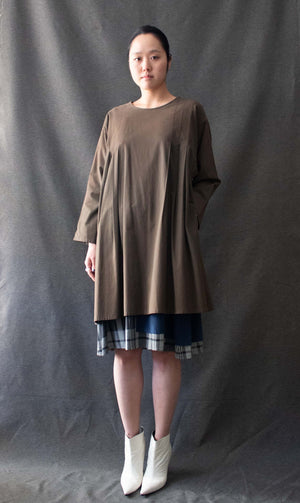 Comme des Garcons for Henri Bendel Olive Green Cotton layered Dress