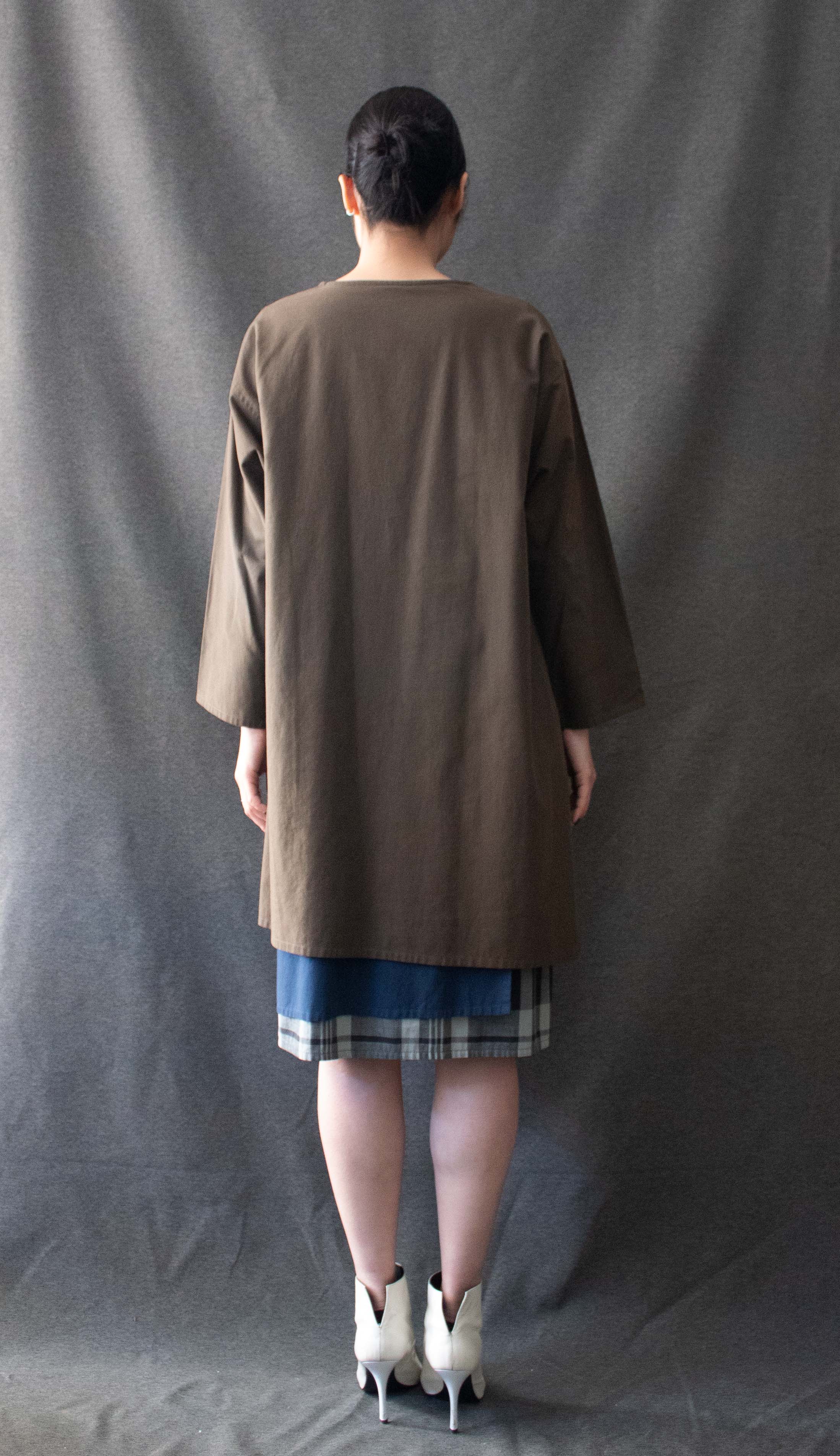 Comme des Garcons for Henri Bendel Olive Green Cotton layered Dress