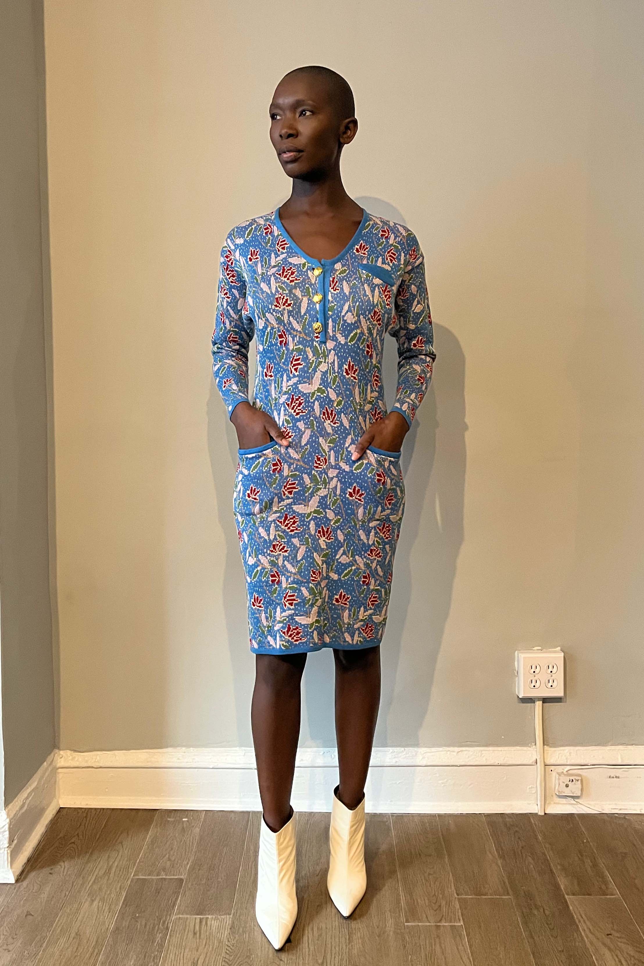 Saint Laurent Floral Print Cotton Knit Dress Moore Vintage Archive Saint Laurent Floral Print Cotton Knit Dress Moore Vintage Archive