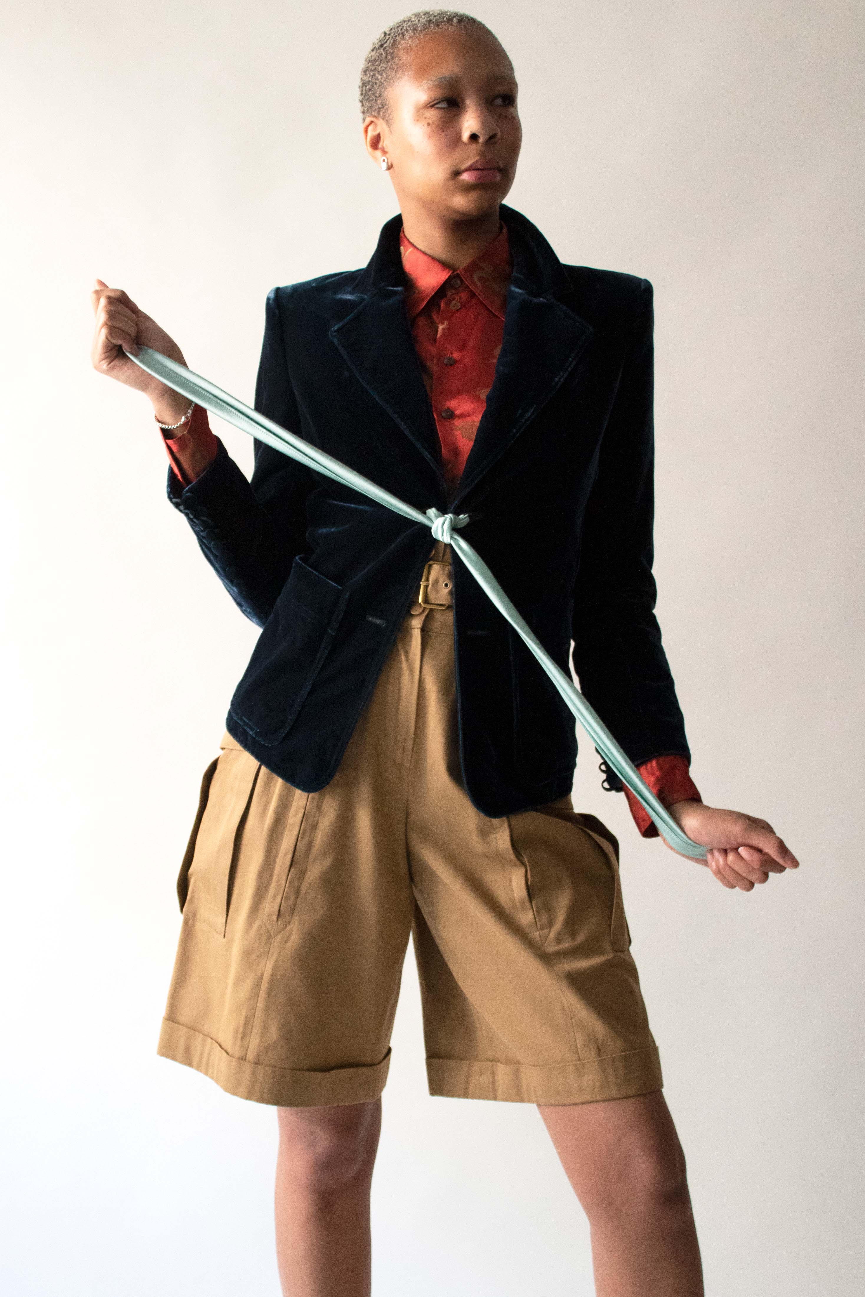 Yves Saint Laurent 2003 Teal Silk Velvet Blazer