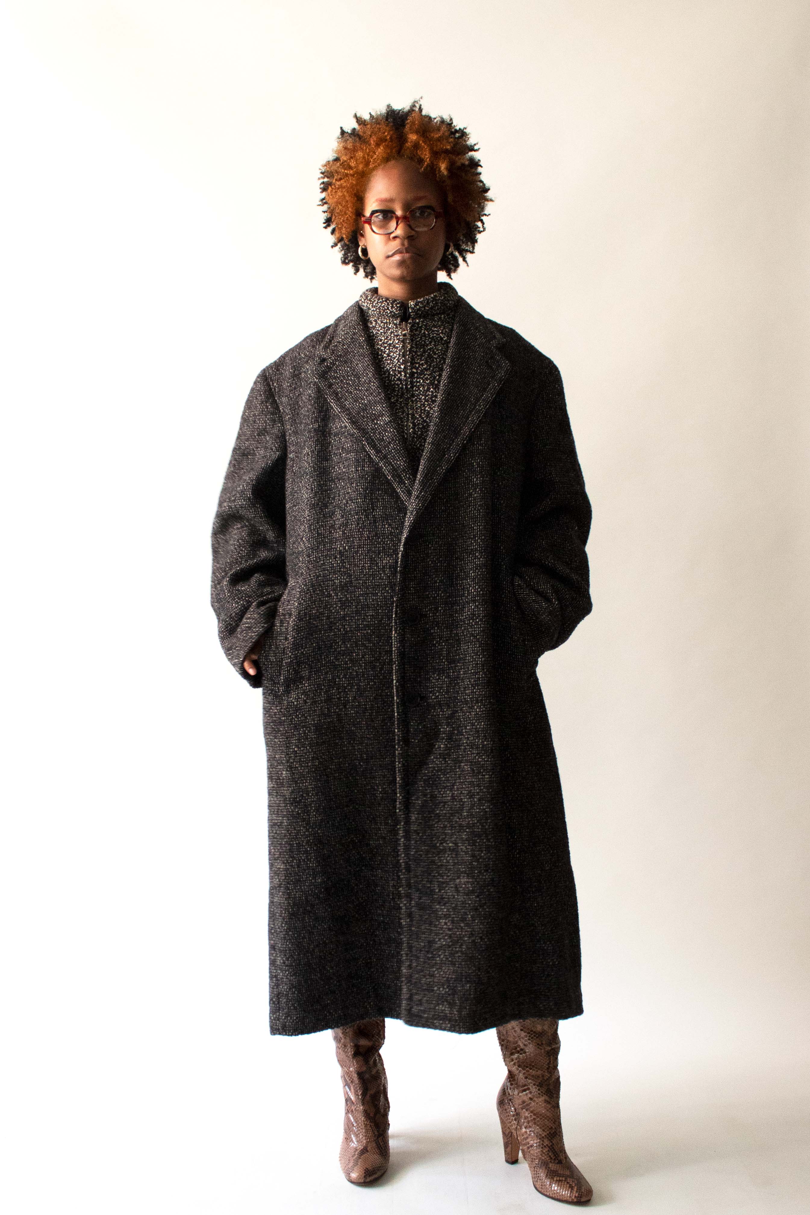 Giorgio Armani Black and White Wool Coat