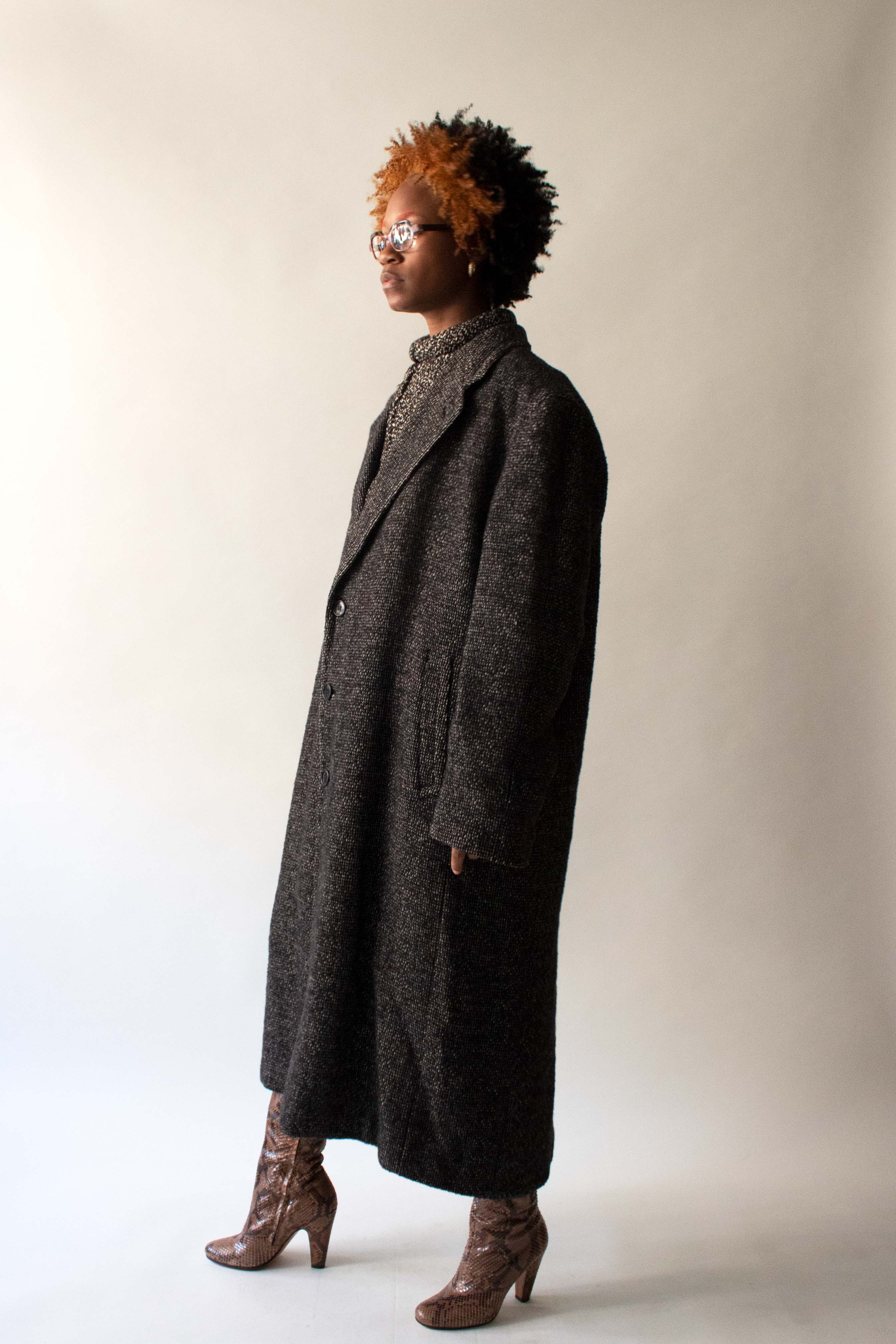 Giorgio Armani Black and White Wool Coat