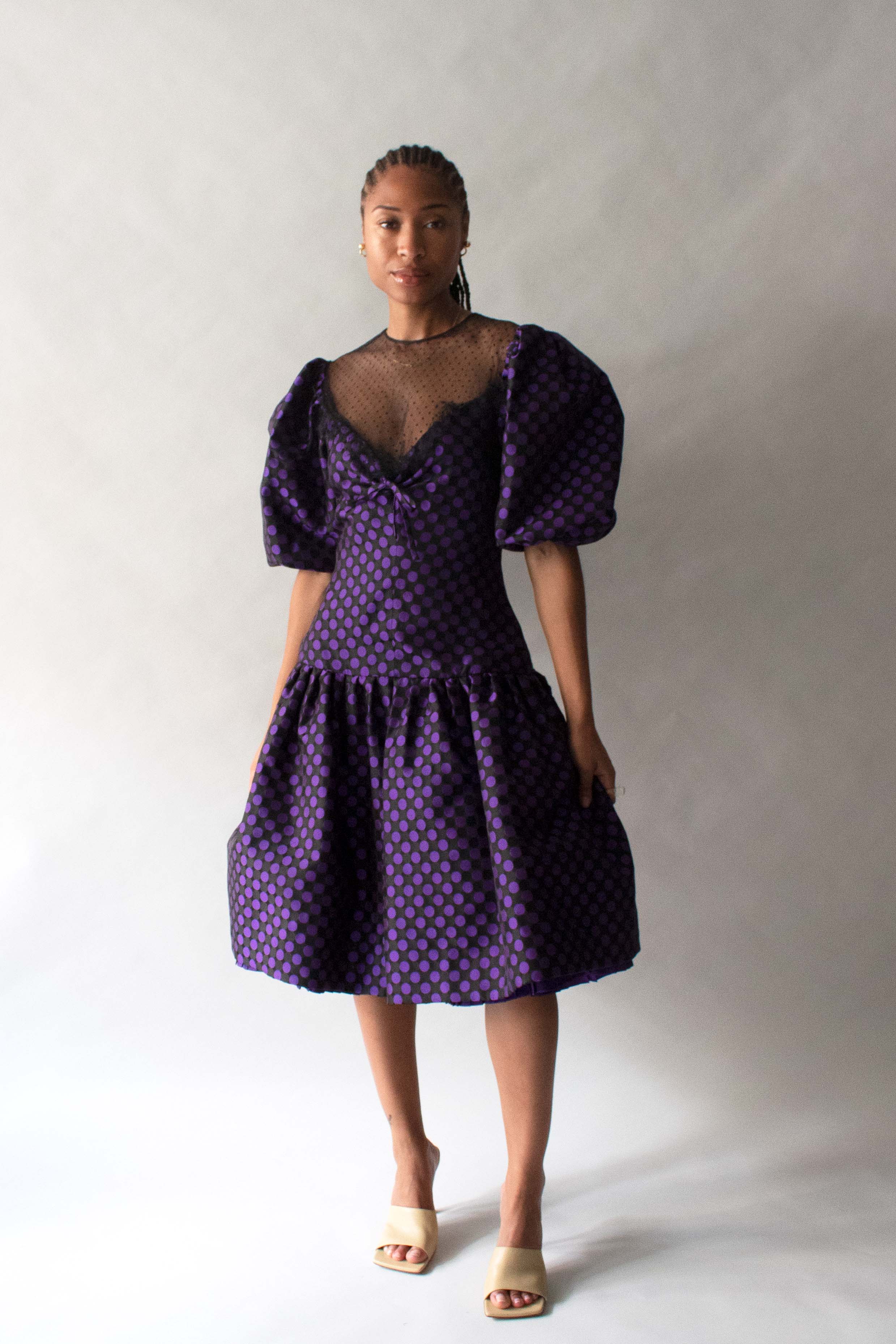 Nina Ricci Puple Polka Dot Dress