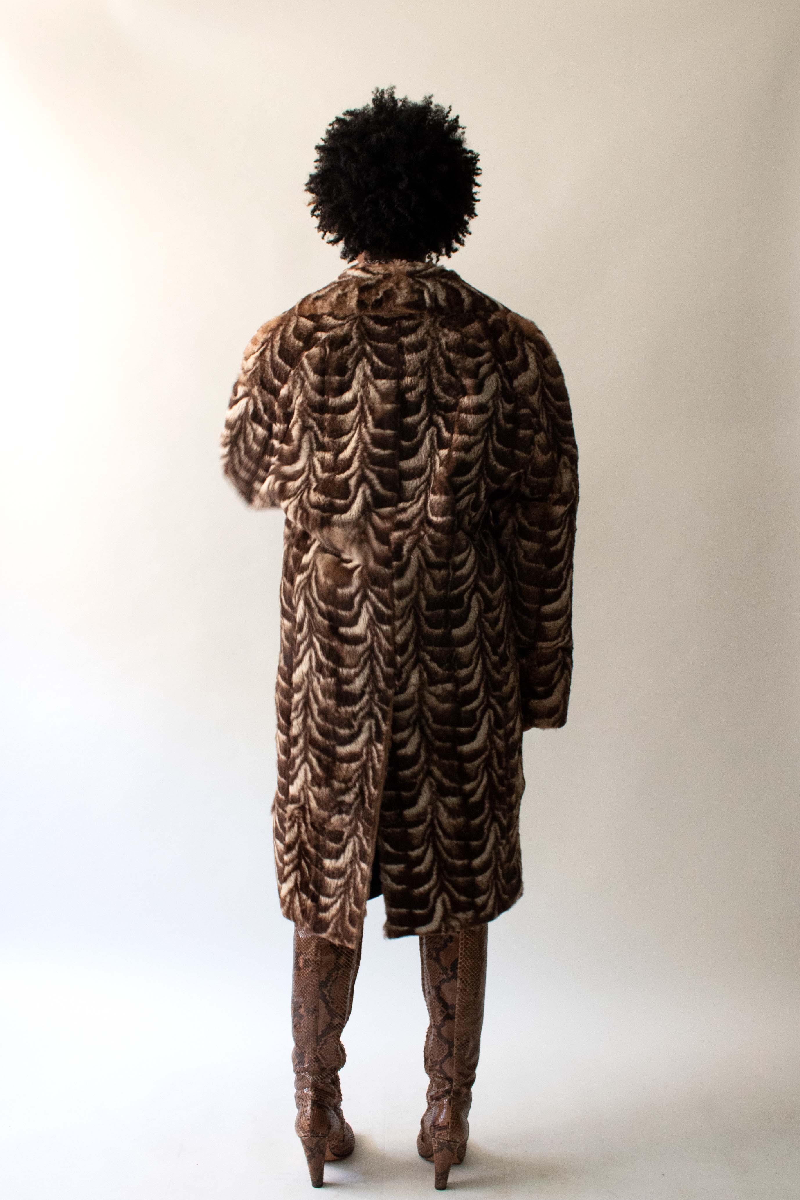 Costume National Tan Printed Fur Coat