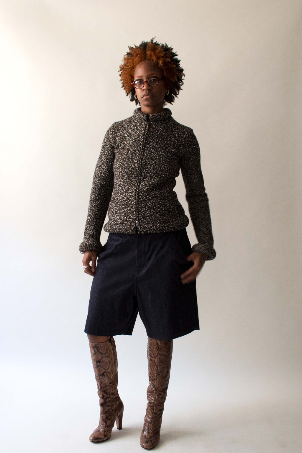 Jean Paul Gaultier 1999 Black and White Wool Blend Jacket