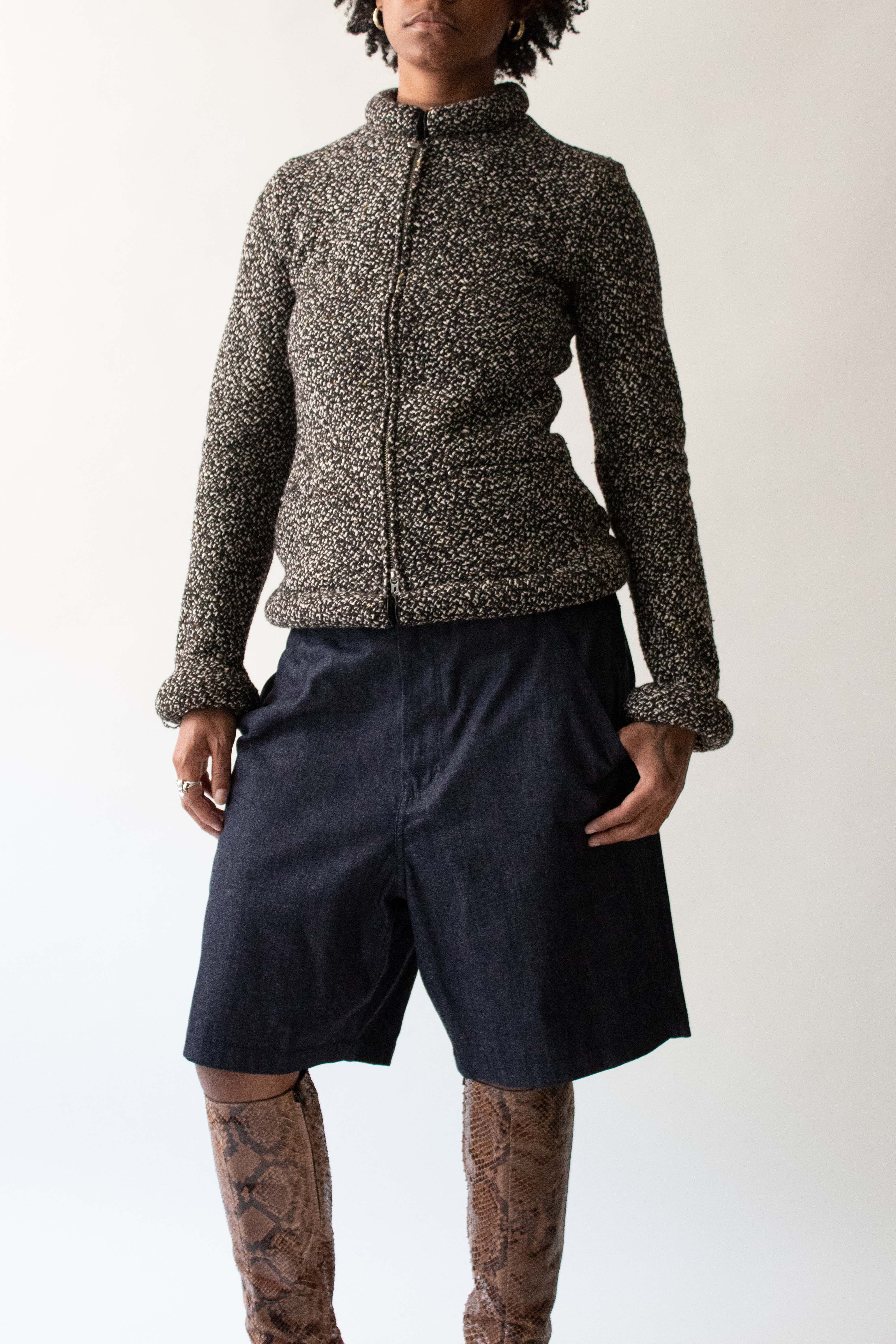 Jean Paul Gaultier 1999 Black and White Wool Blend Jacket