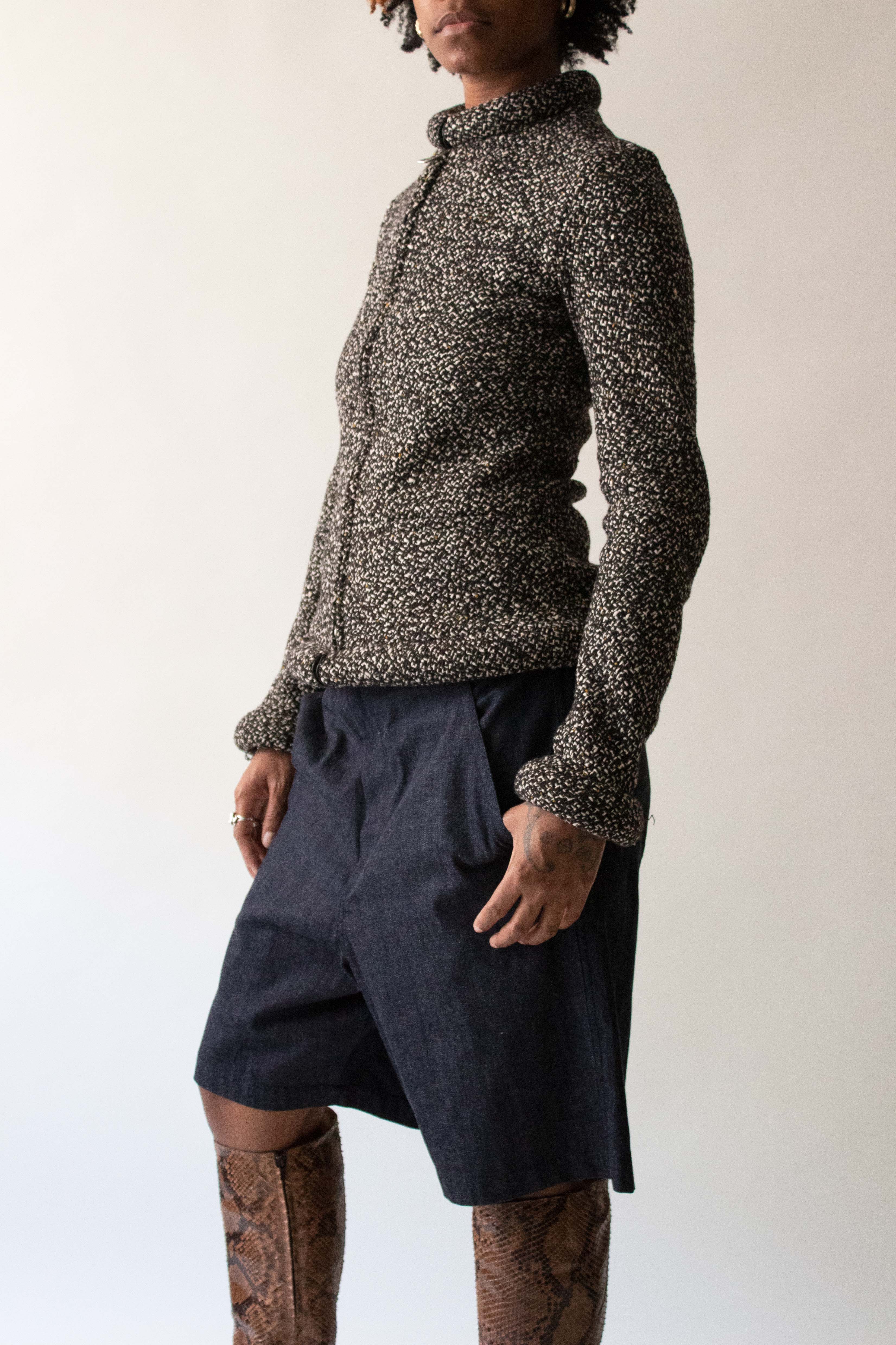 Jean Paul Gaultier 1999 Black and White Wool Blend Jacket