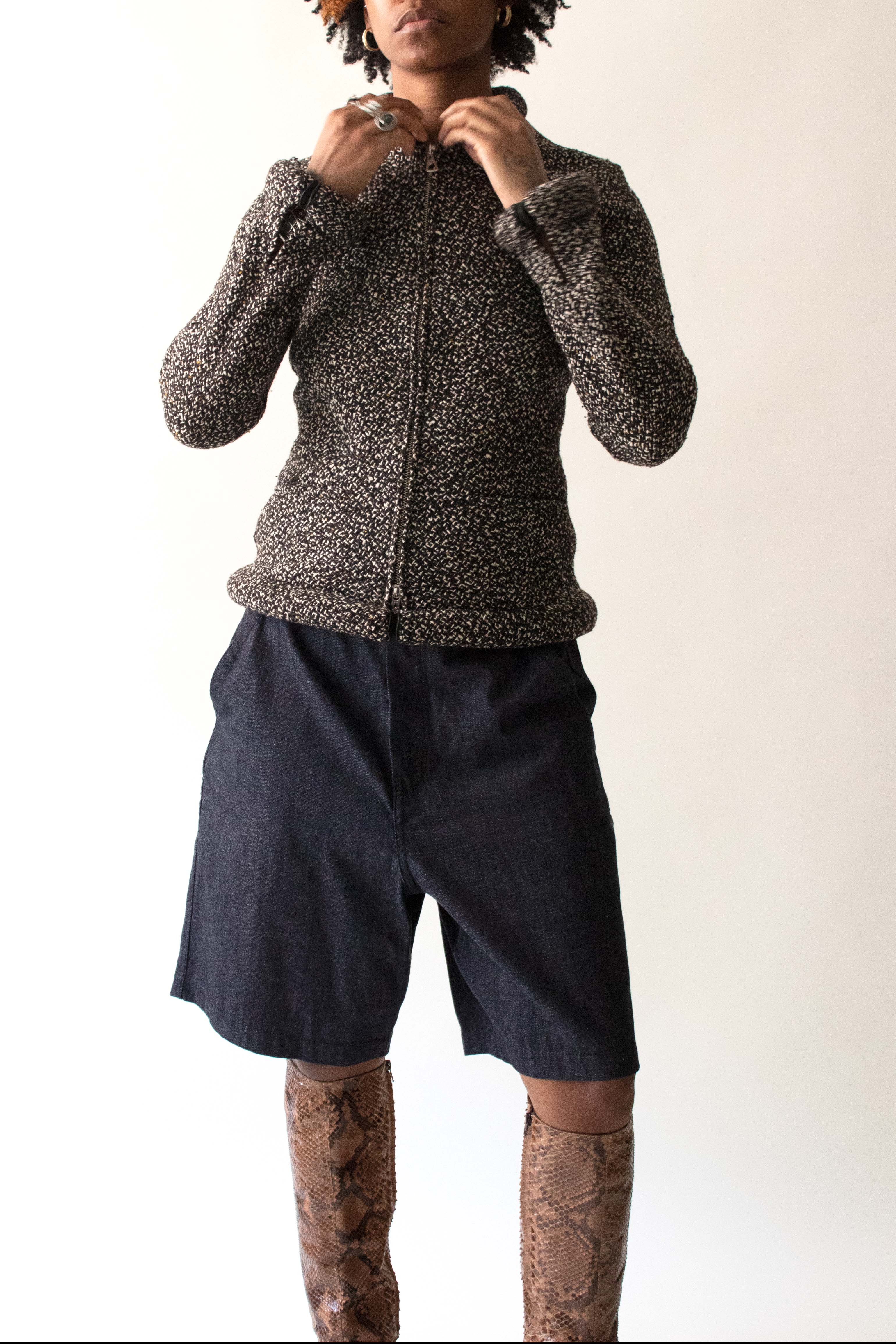 Jean Paul Gaultier 1999 Black and White Wool Blend Jacket