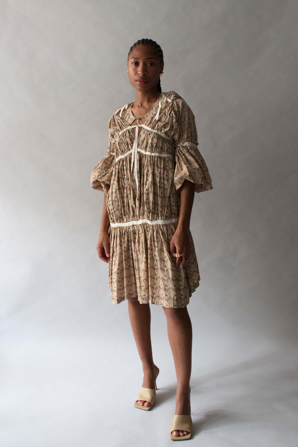 Junya Watanabe Beige Cotton Printed Dress