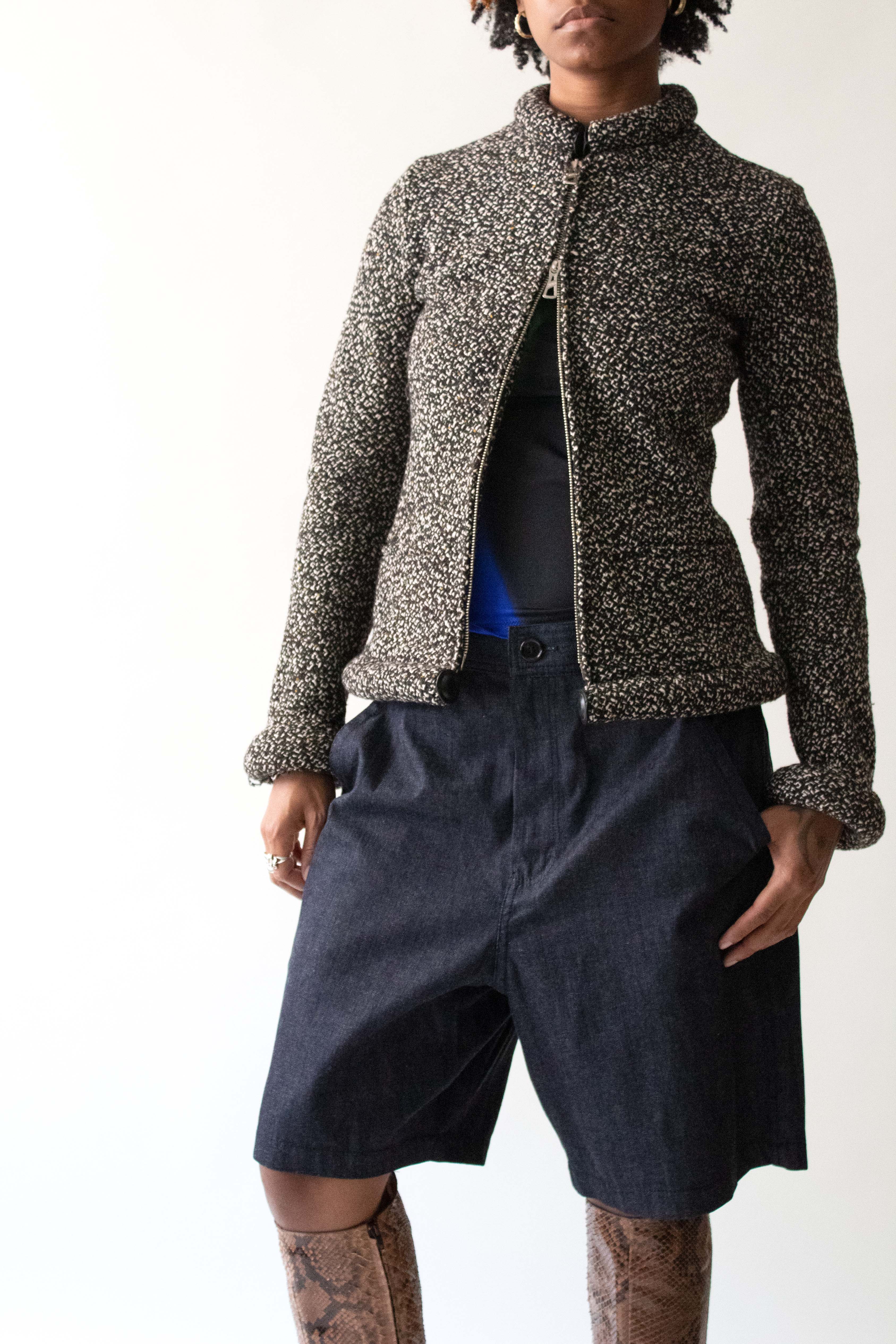 Jean Paul Gaultier 1999 Black and White Wool Blend Jacket