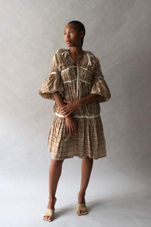 Junya Watanabe Beige Cotton Printed Dress