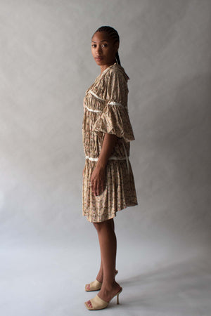Junya Watanabe Beige Cotton Printed Dress