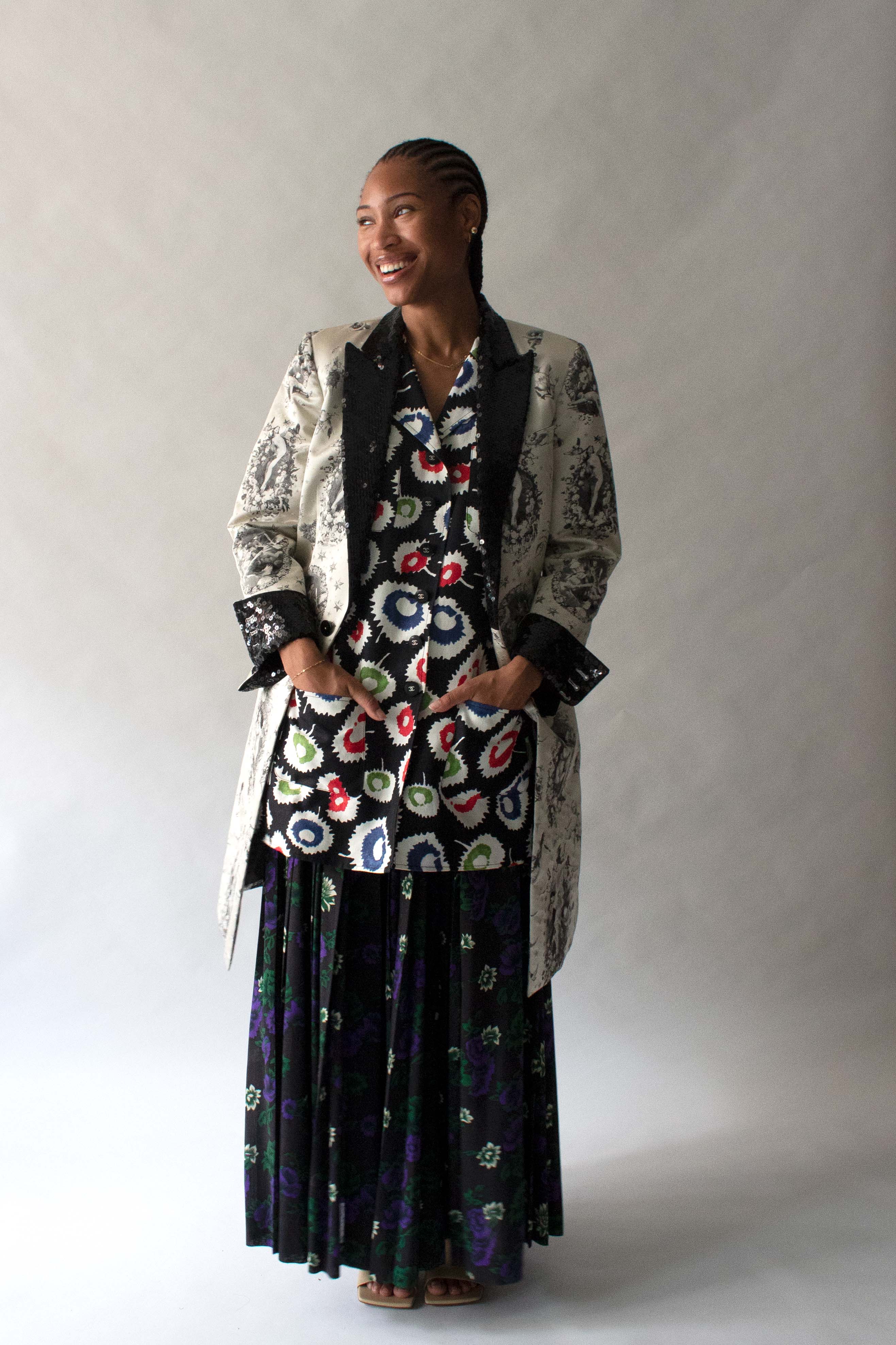 Chanel Multicolor Linen Monogram Tunic Dress