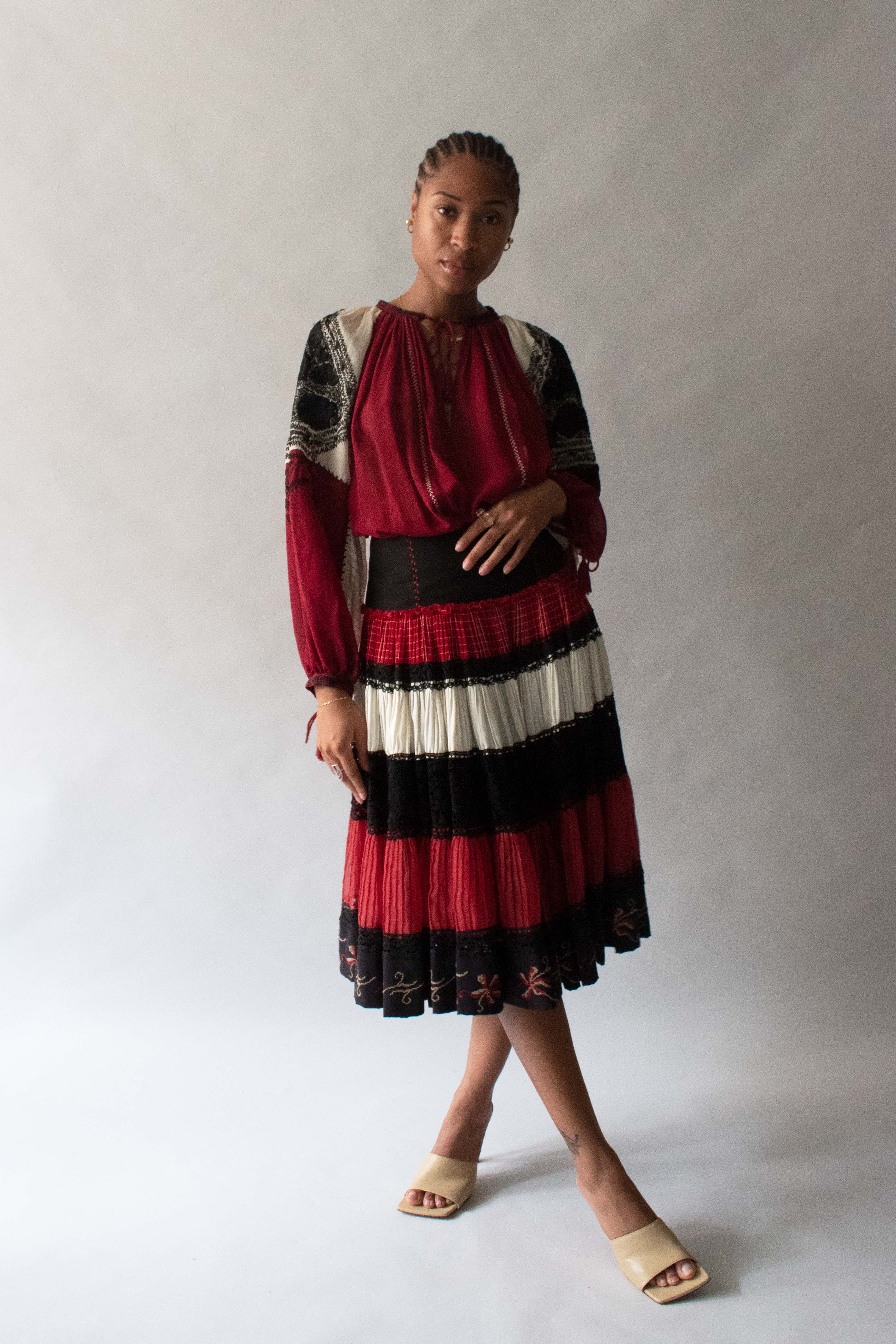 Jean Paul Gaultier Multicolor Tierred Folk Skirt