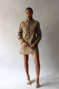 Saint Laurent Brown Lace Up Dress 1969