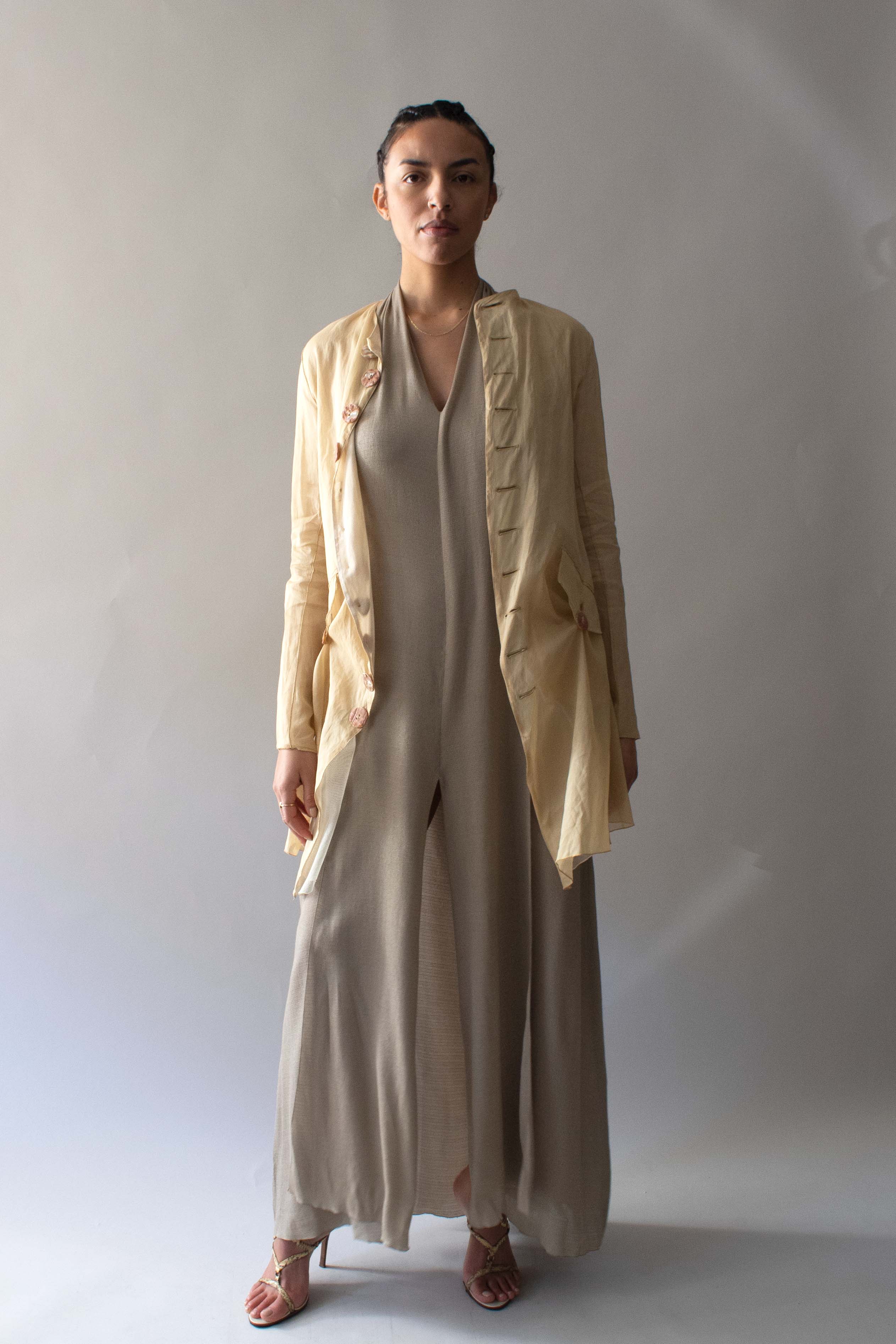 Chanel Spring 1999 Metallic Gold Rayon Halter Gown