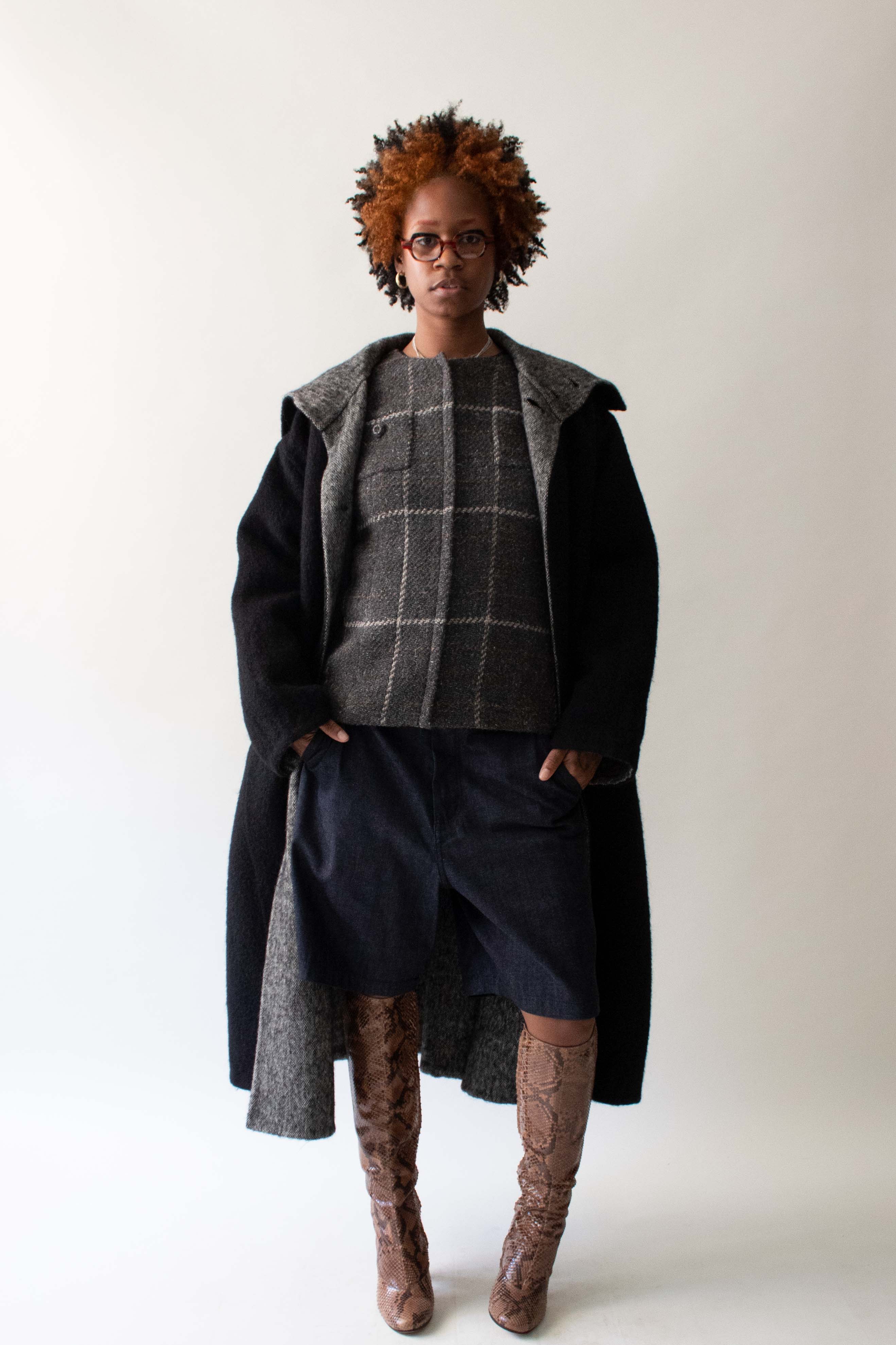 Issey Miyake Black Wool Blend Coat