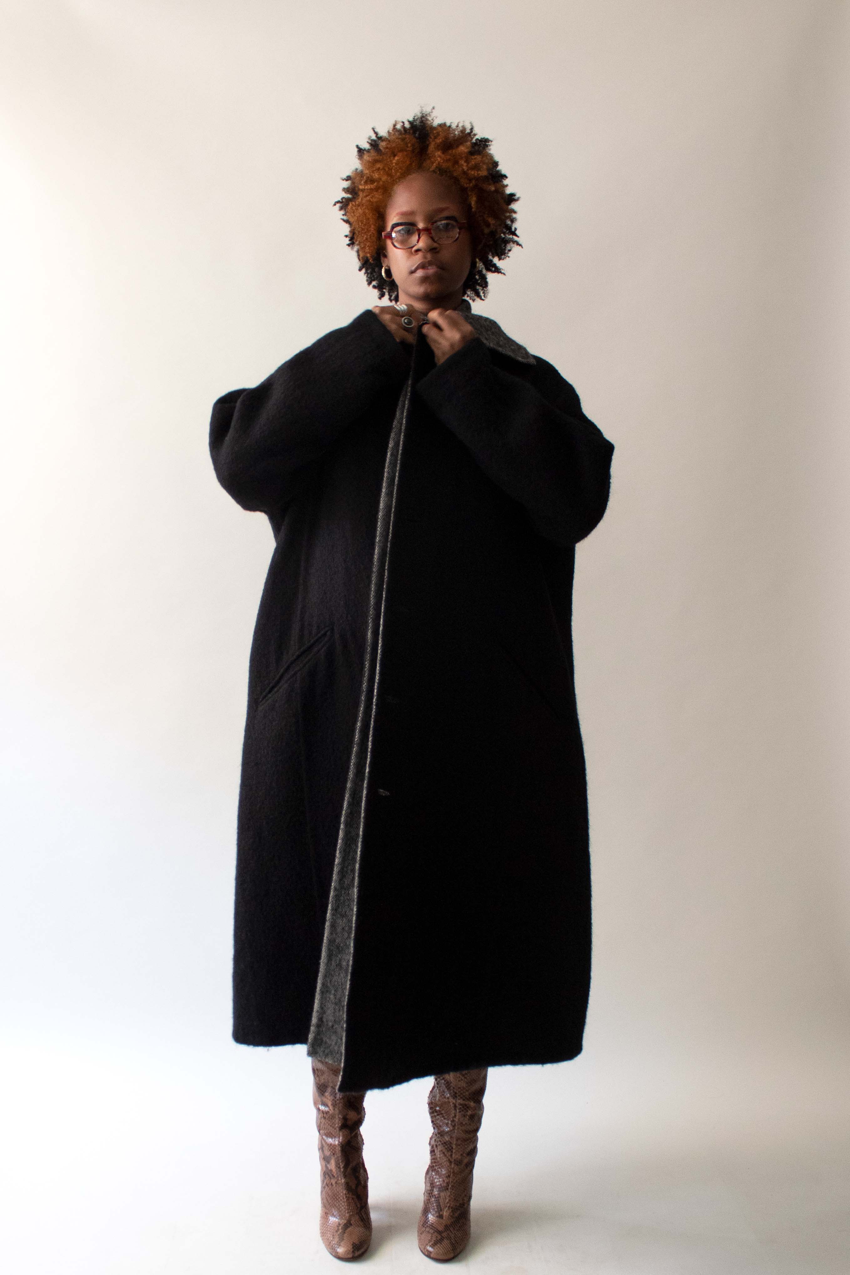 Issey Miyake Black Wool Blend Coat