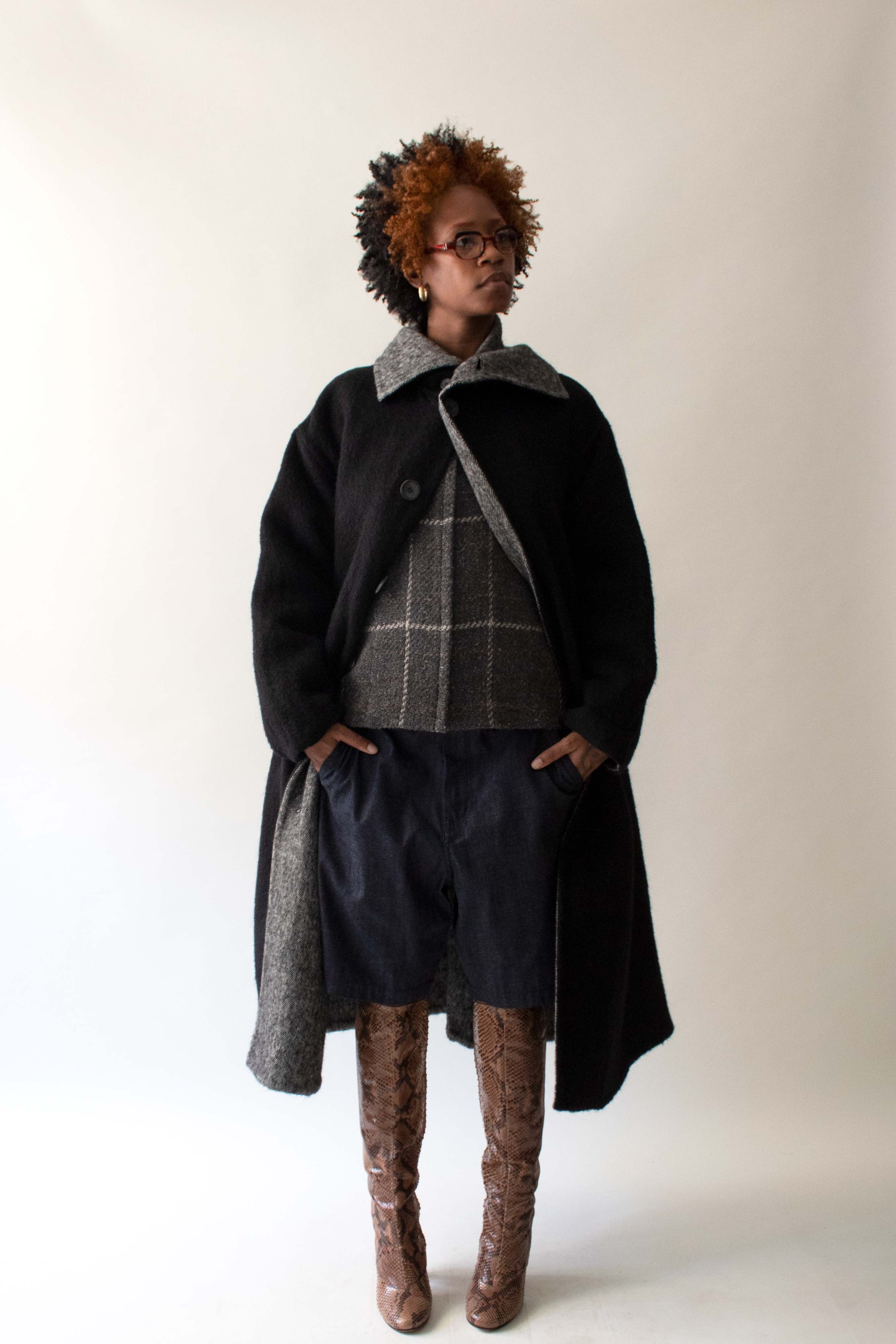 Issey Miyake Black Wool Blend Coat