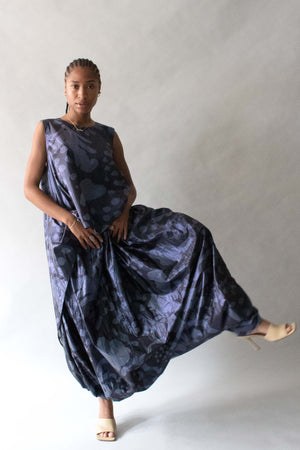 Issey Miyake Navy Printed Modular Jumpsuit