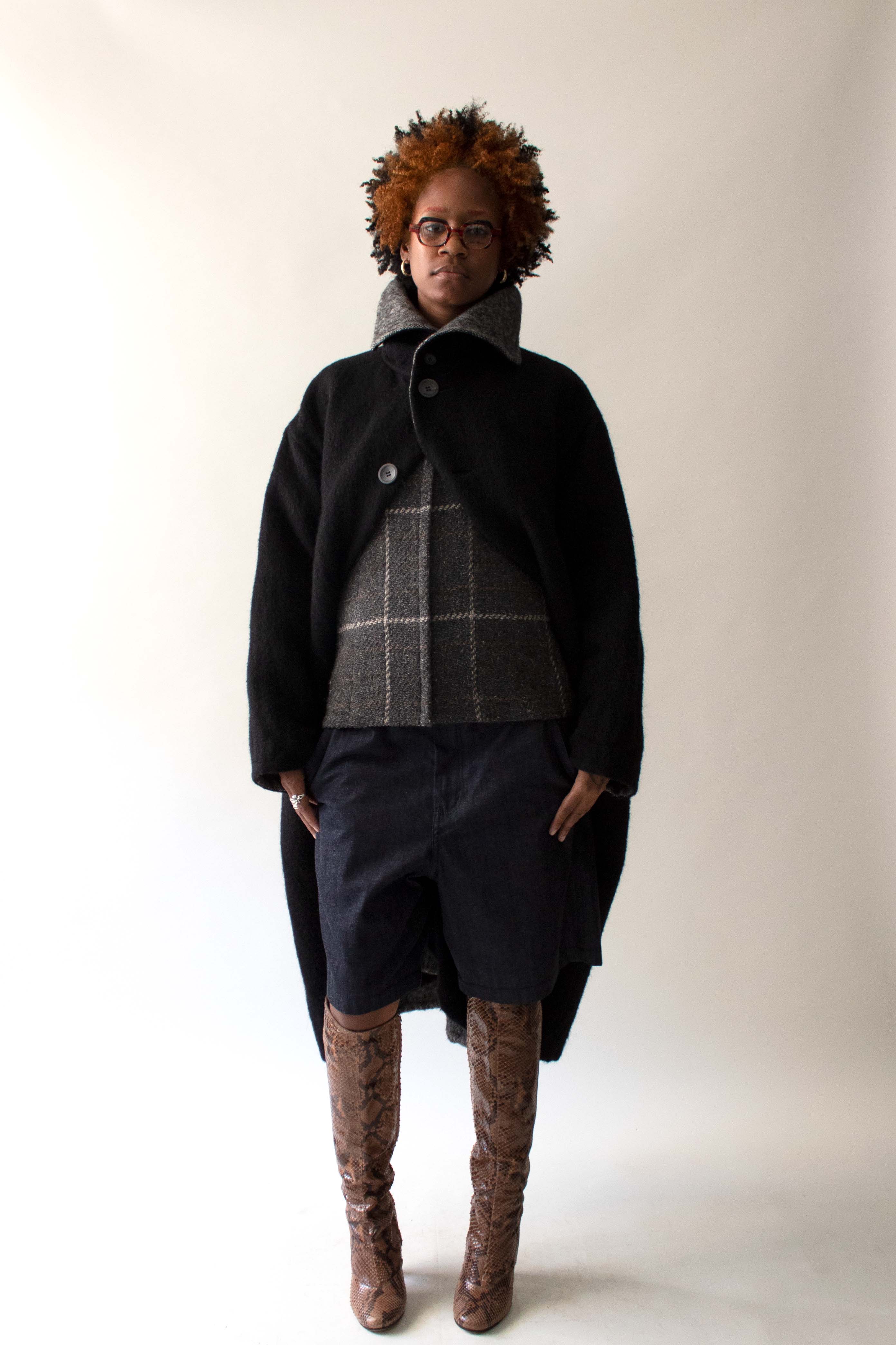 Issey Miyake Black Wool Blend Coat