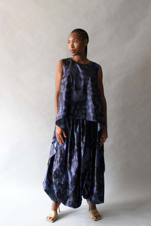 Issey Miyake Navy Printed Modular Jumpsuit