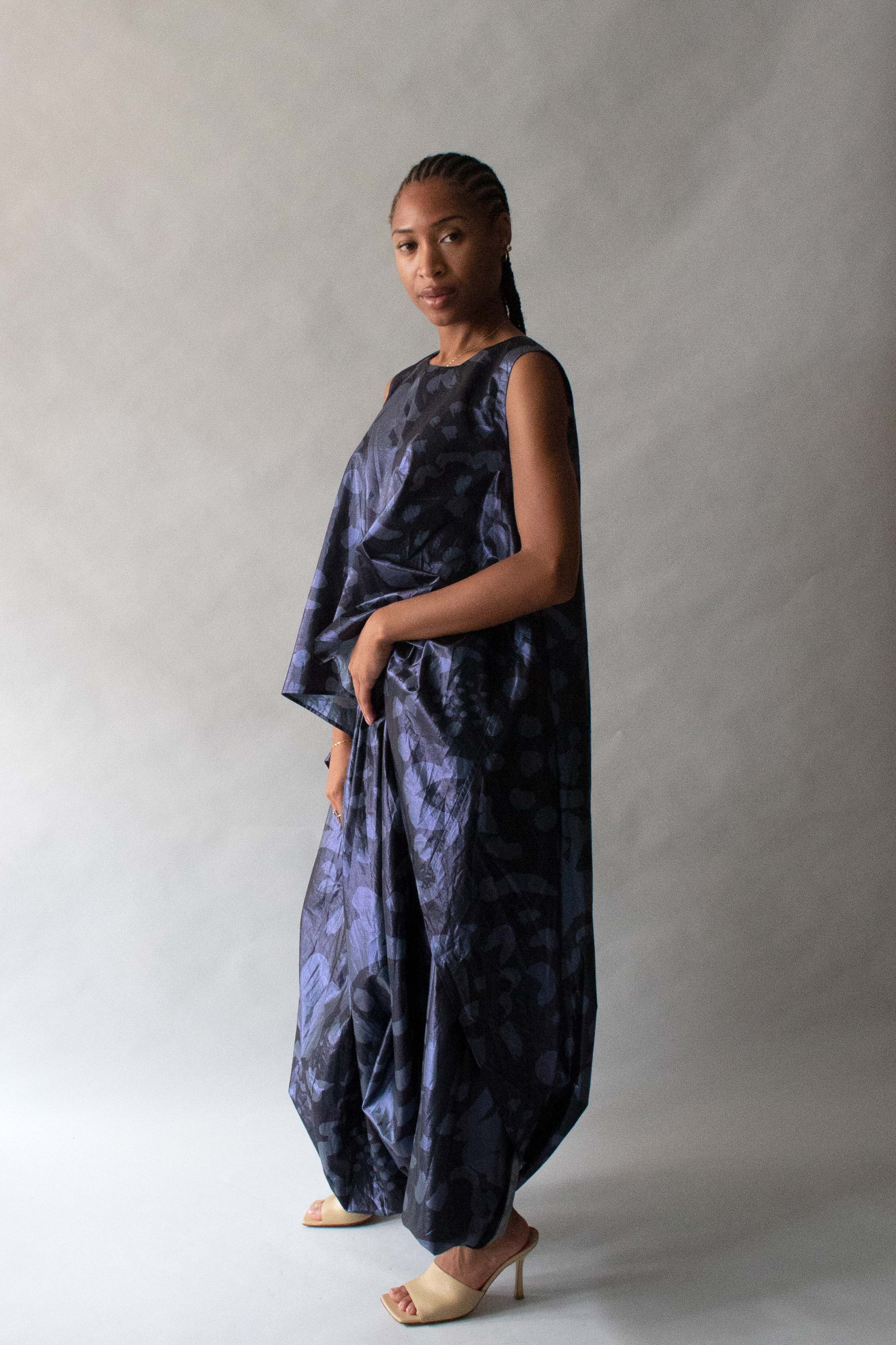 Issey Miyake Navy Printed Modular Jumpsuit