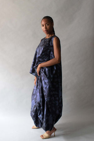 Issey Miyake Navy Printed Modular Jumpsuit