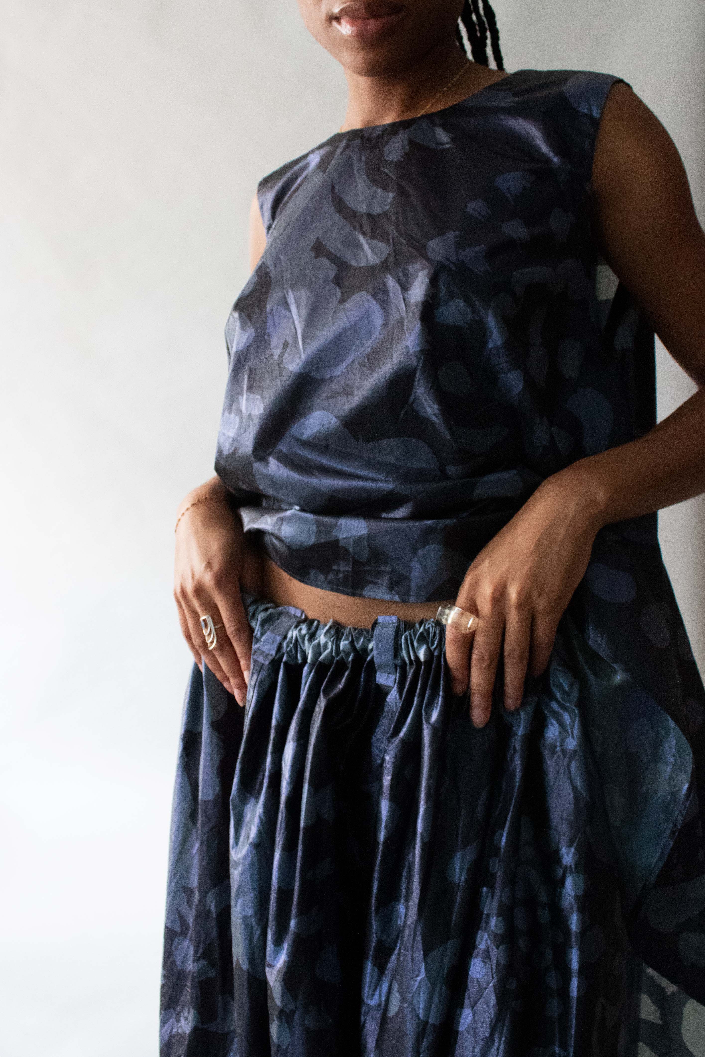 Issey Miyake Navy Printed Modular Jumpsuit
