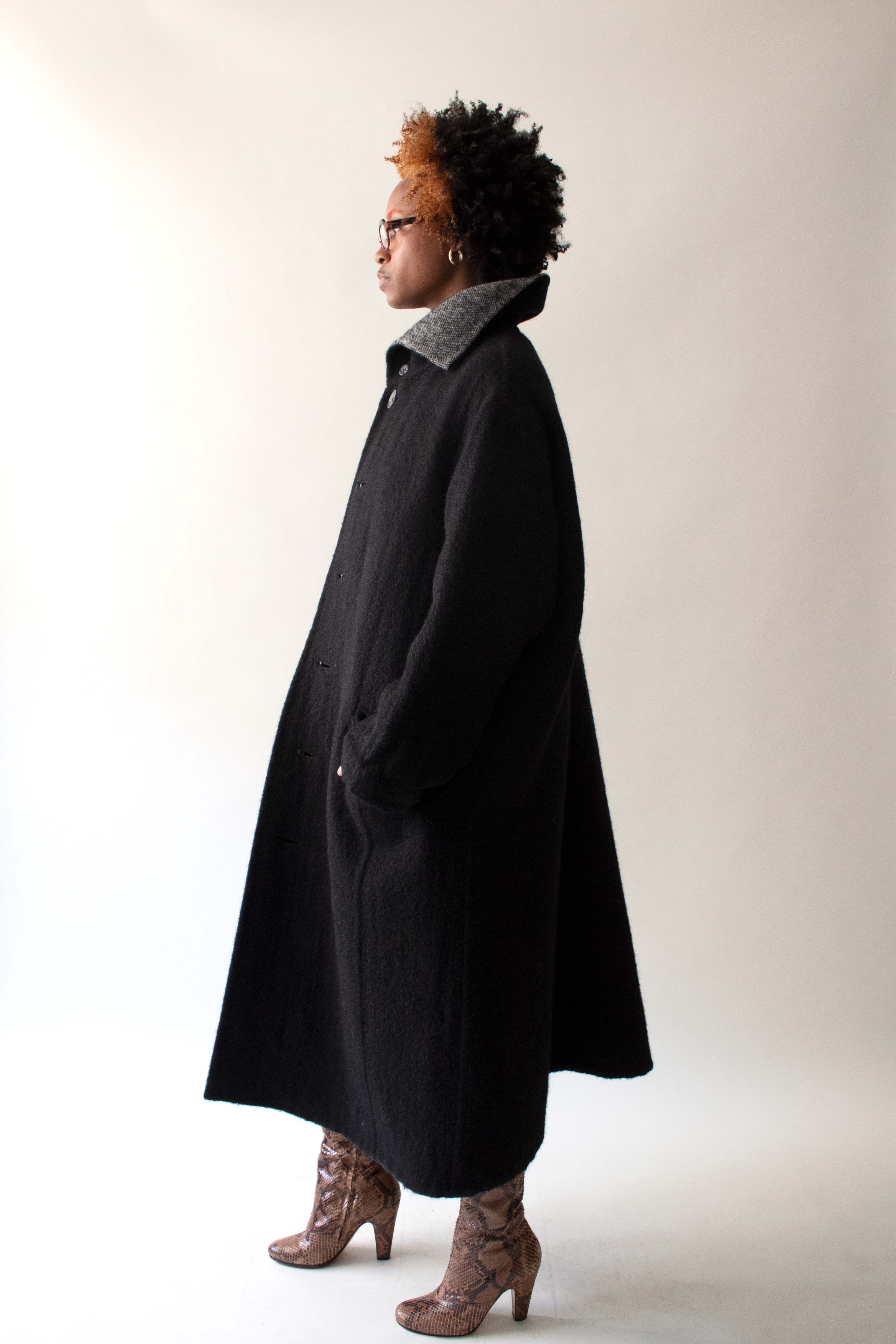 Issey Miyake Black Wool Blend Coat