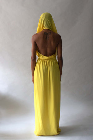 Halston Yellow Halter Dress