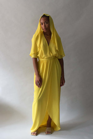 Halston Yellow Halter Dress