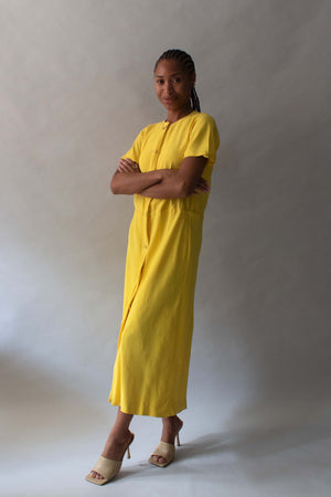 Halston Yellow Silk Shirt Dress