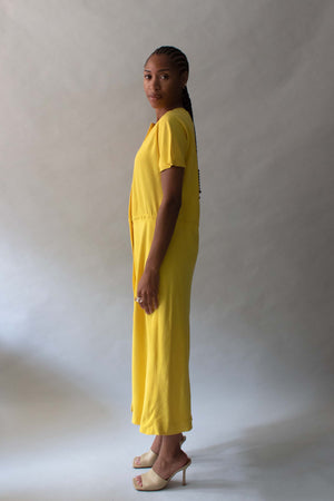 Halston Yellow Silk Shirt Dress