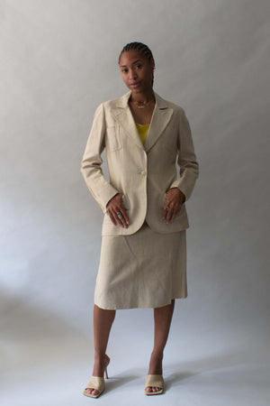 Hermes Beige Linen Skirt Set