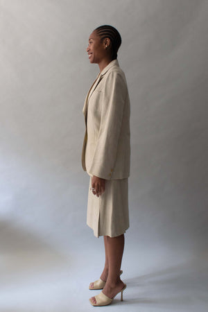 Hermes Beige Linen Skirt Set
