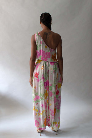 Leonard Floral Print Silk Chiffon Jumpsuit