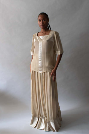 Geoffrey Beene Champagne Silk Chiffon Skirt Set