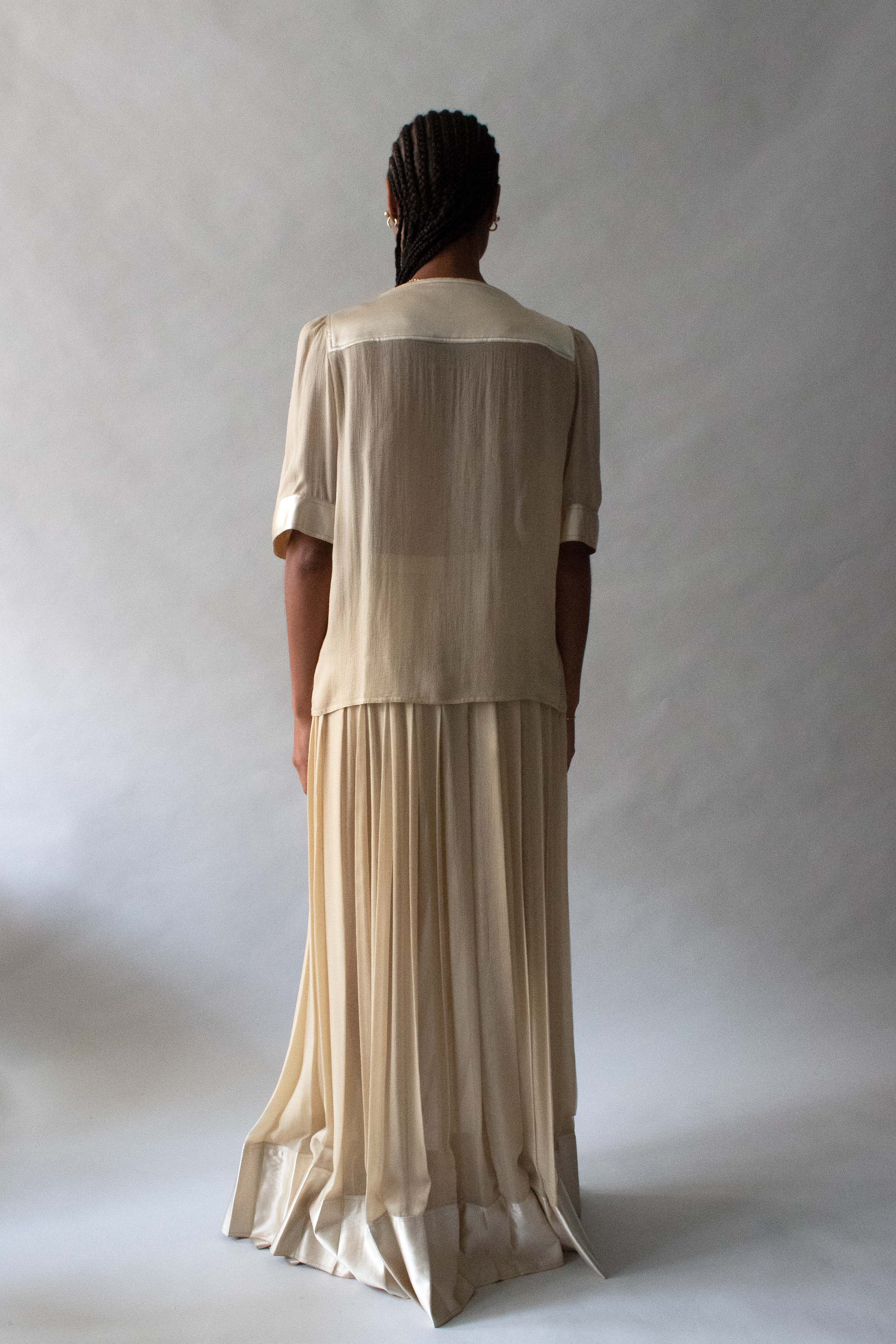 Geoffrey Beene Champagne Silk Chiffon Skirt Set