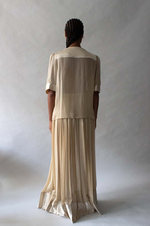 Geoffrey Beene Champagne Silk Chiffon Skirt Set