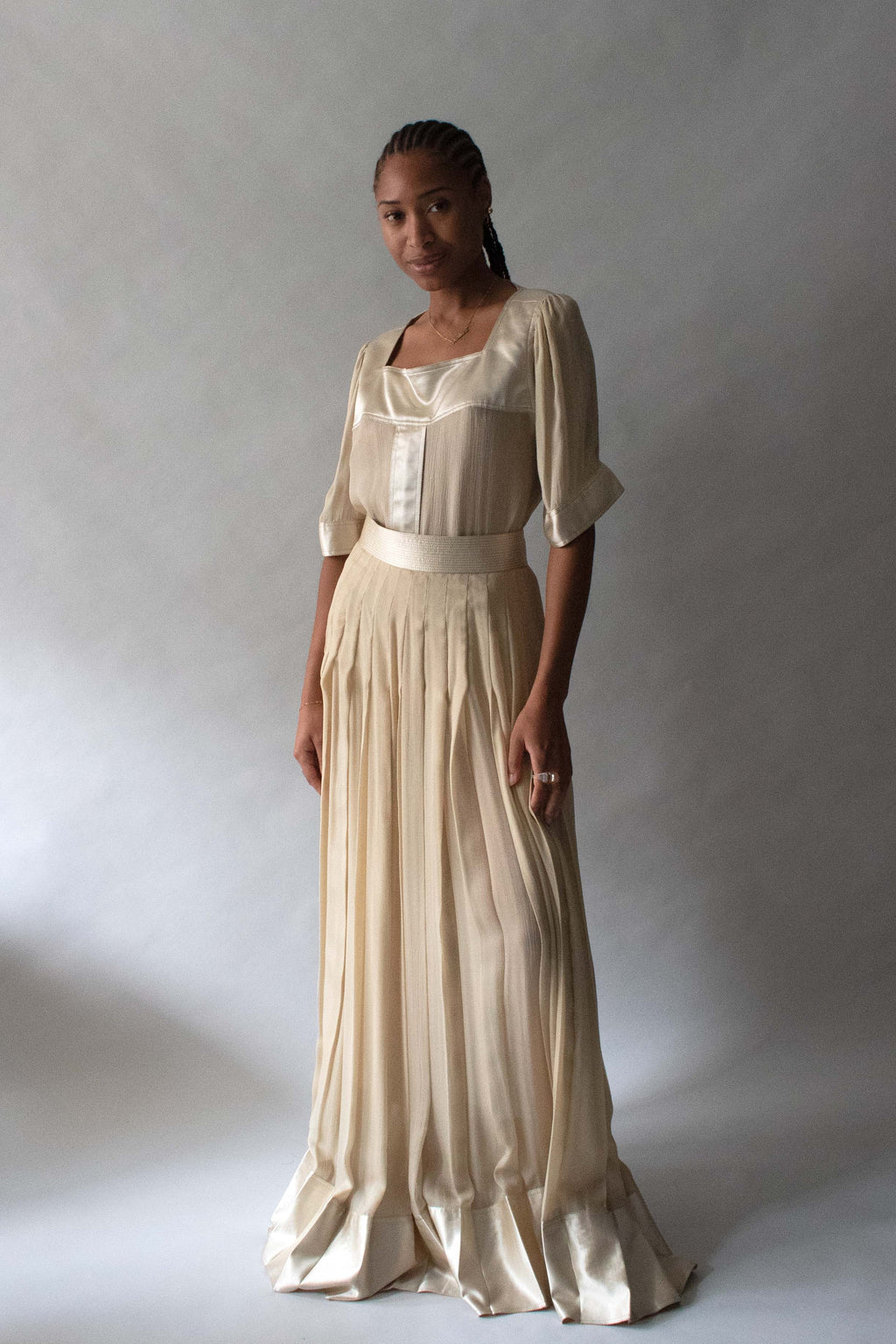 Geoffrey Beene Champagne Silk Chiffon Skirt Set