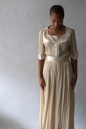 Geoffrey Beene Champagne Silk Chiffon Skirt Set