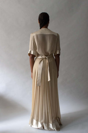 Geoffrey Beene Champagne Silk Chiffon Skirt Set