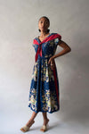 1940's printed cotton scarf dress