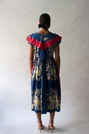 1940's printed cotton scarf dress