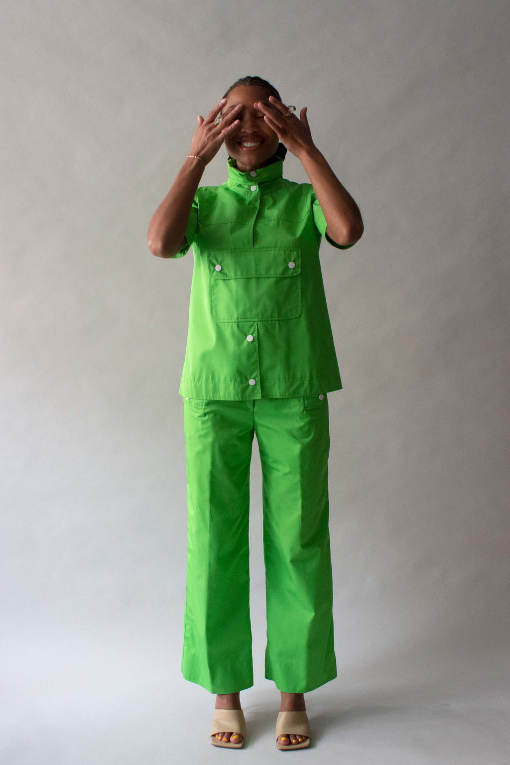 Courreges Green Cotton Pantsuit