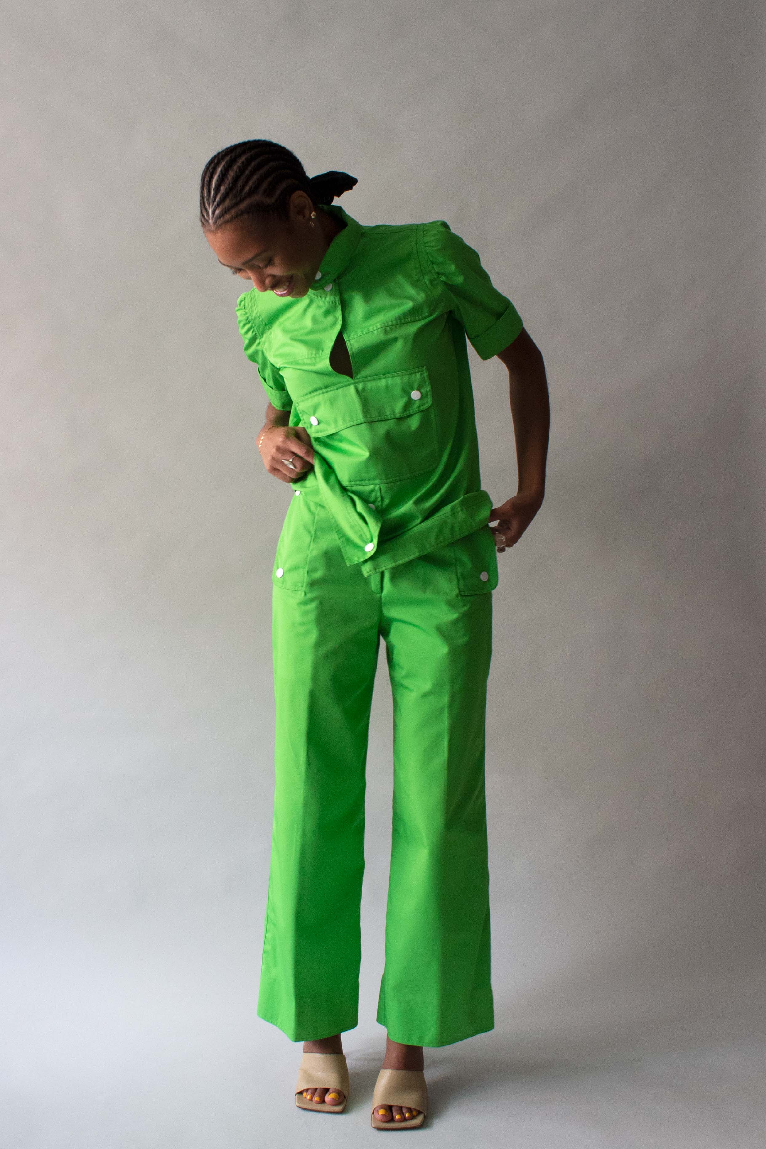 Courreges Green Cotton Pantsuit