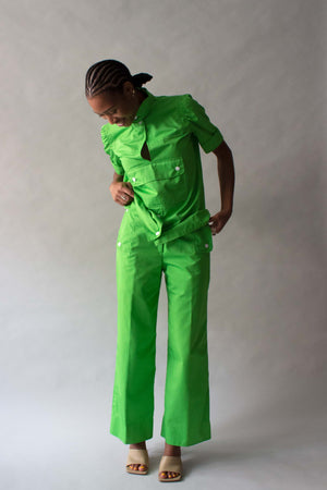 Courreges Green Cotton Pantsuit